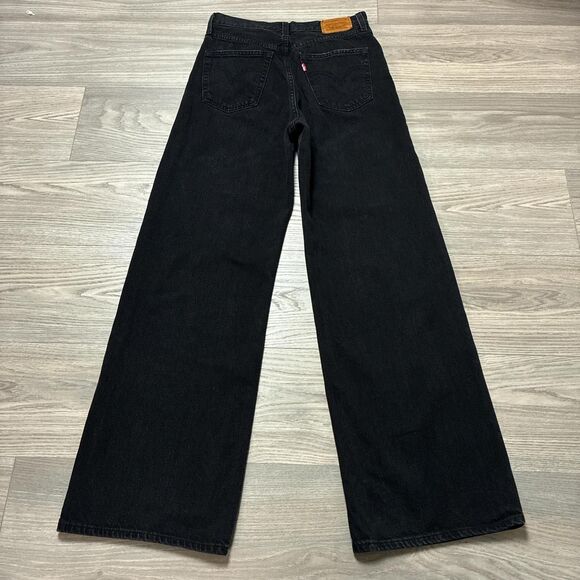 Levi's Premium Ribcage Wide Leg Black Jeans Size 27 - Picture 8 of 8